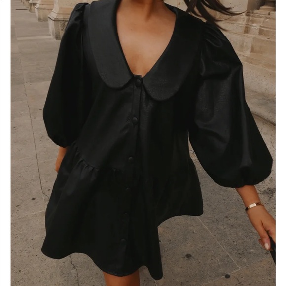 Lorna luxe smock dress with supersize collar - Picture 1 of 7